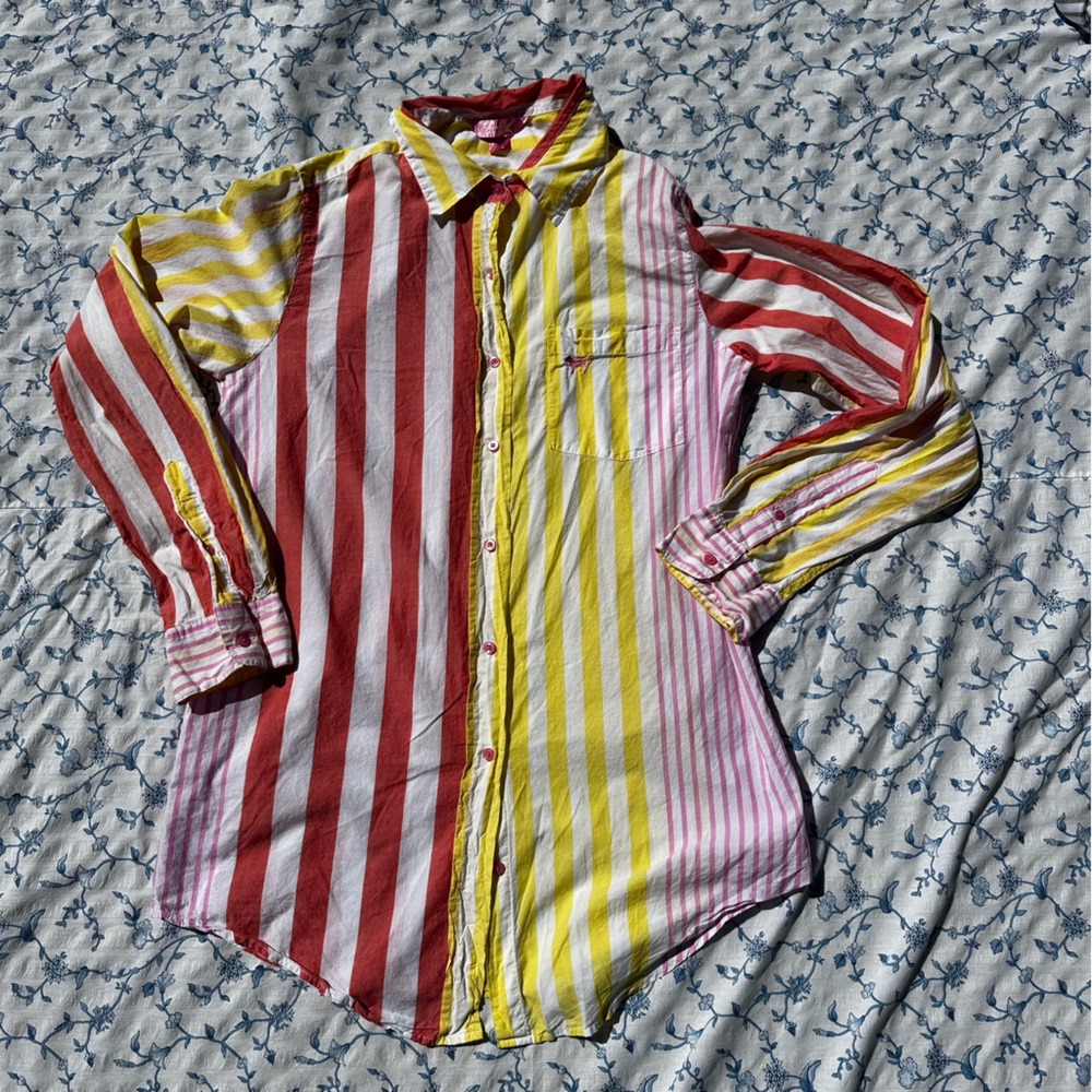 Y2K Vintage Victoria Secret Pink Striped Sleep Shirt